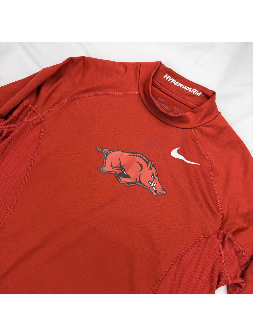 Nike Pro Hyperwarm Arkansas Razorbacks Fitted Mock Neck Long Sleeve Men's M NCAA